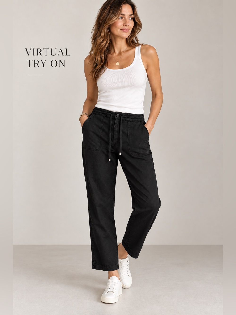Ralph Lauren Black 100% Linen Drawstring Pants Women’s Size 14 Relaxed Fit